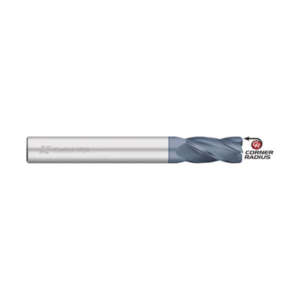 4 Overall Length Kodiak Cutting Tools KCT154108 USA Made Solid Carbide 0.030 Corner Radius End Mill with 3/8 Shank Diameter 4 Flute 1 Length of Cut AlTiN 4 Overall Length Kodiak Cutting Tools KCT154108 USA Made Solid Carbide 0.030 Corner Radius End Mill with 3/8 Shank Diameter 4 Flute 1 Length of Cut AlTiN