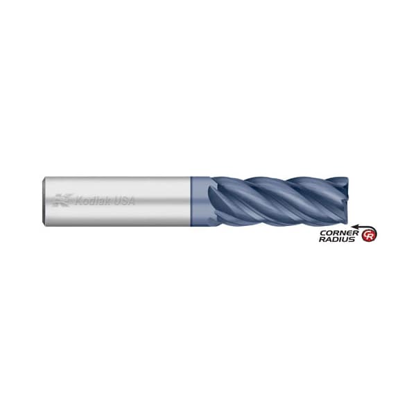 4 Flute Alcro-Max Coated .060 Corner Radius USA Made Kodiak Cutting Tools KODIAK247636 High Performance VI-Pro Variable Solid Carbide Index End Mill 3 Overall Length 1/2 Shank 1-1/4 Length of Cut 4 Flute Alcro-Max Coated .060 Corner Radius USA Made Kodiak Cutting Tools KODIAK247636 High Performance VI-Pro Variable Solid Carbide Index End Mill 3 Overall Length 1/2 Shank 1-1/4 Length of Cut