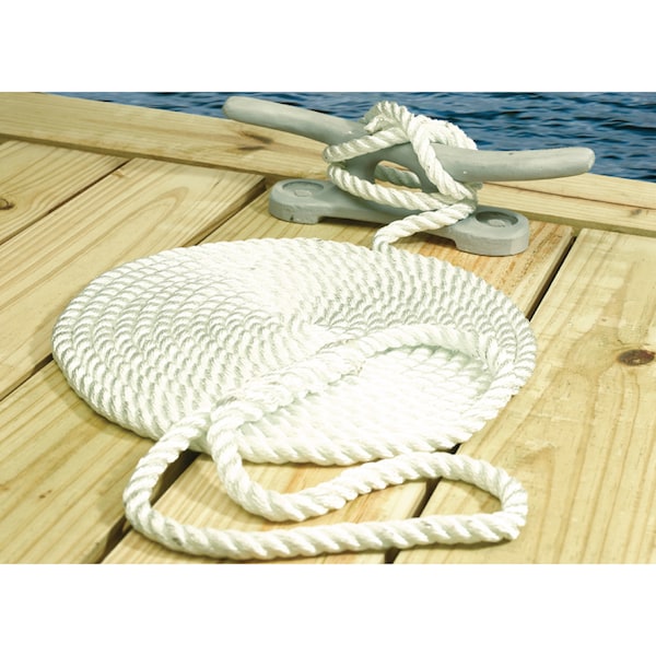 Seachoice 3-Strand Twisted Boat Nylon Dock Line Rope Clam 1/2" x 15' White 42571 Seachoice 3-Strand Twisted Boat Nylon Dock Line Rope Clam 1/2" x 15' White 42571