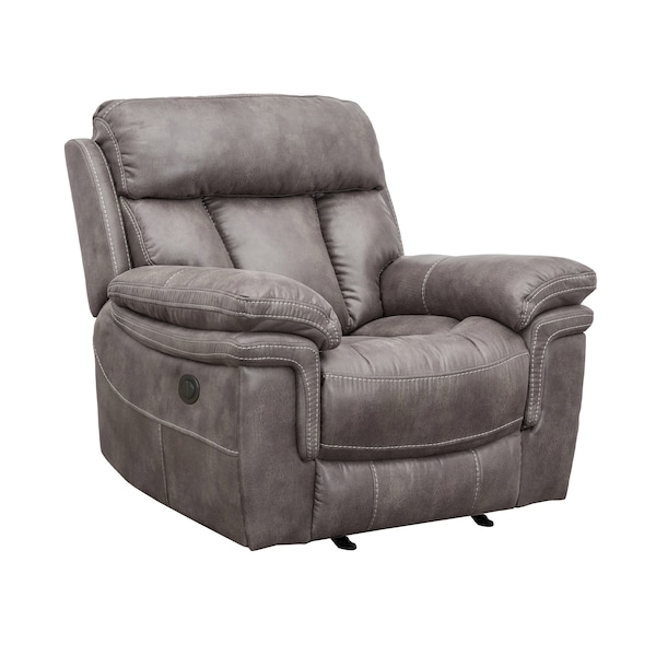 Armen Living Estelle Power Recliner Chair in Gunmetal Fabric - Thumbnail 5
