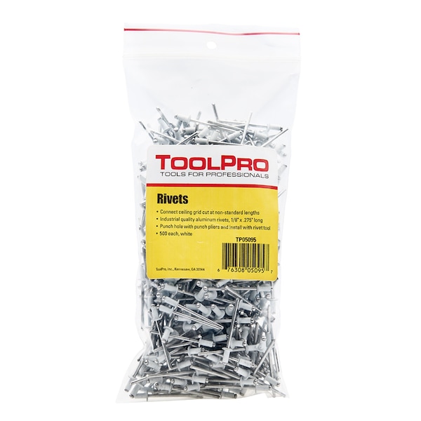 Pull Off Rivets Toolpro 18 in White Aluminum Pull Rivets 500PK TP05095 | Zoro