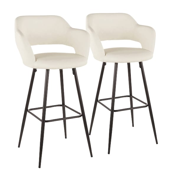 Lumisource Margarite Barstool in Black Metal and Cream Faux