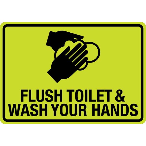 Lyle Sign, Flush Toilet & Wash Your Hands (W Sym) LCUV-0169ST-RA_10x7 ...