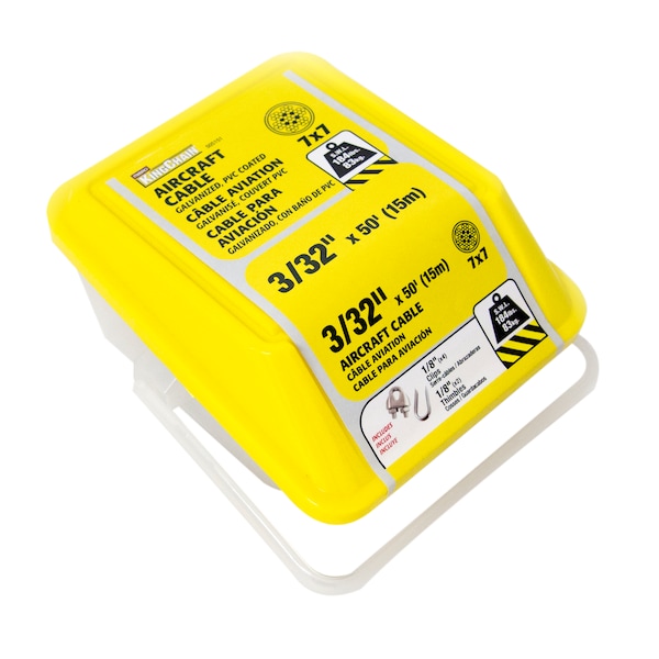 Kingchain 3/32 in. x 1/8 in. x 50 ft. PVC Aircraft Cable 7x7 Construction 505151 - main