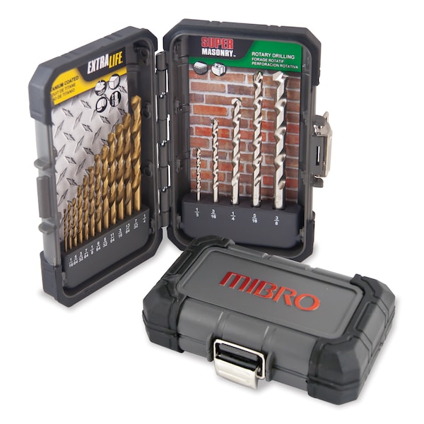 Mibro 17-Piece Industrial Titanium and Masonry Drill Bit Set 871490 - main