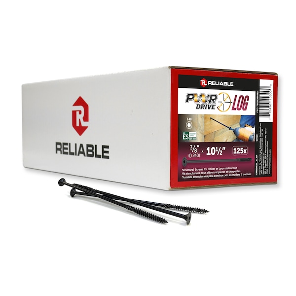 Pwr Drive 3/8-inch x 10 1/2-inch LOG Torx Star Drive Log and Timber Structural Screws, 125PK FTC17BLK381012 - main