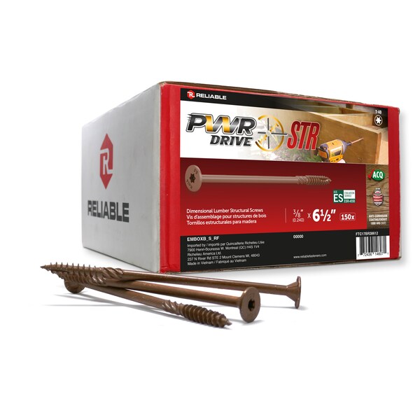 Pwr Drive 3/8-inch x 6 1/2-inch STR Torx Star Drive Deck Framing Screws, 150PK FTC17BR38612 - main