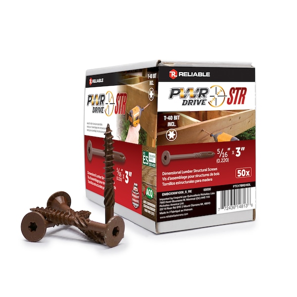 Pwr Drive 5/16-inch x 3-inch STR Torx Star Drive Deck Framing Screws, 50PK FTC17BR5163L - main