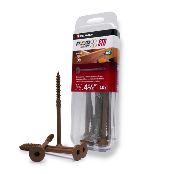 Pwr Drive 5/16-inch x 4 1/2-inch STR Torx Star Drive Deck Framing Screws, 10PK FTC17BR516412MR - main