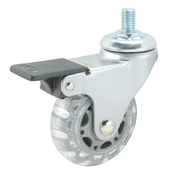 Richelieu Contemporary Furniture Caster, Swivel with Brake, with Threaded Stem, Light Gray 26502020513 - main