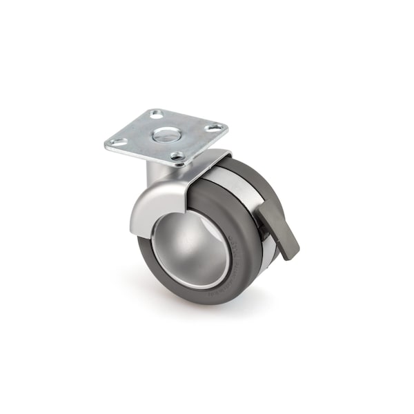 Richelieu Office Furniture Design Caster, Swivel with Brake, with Plate, Metalic Gray and Matte Gray 307145100 - main