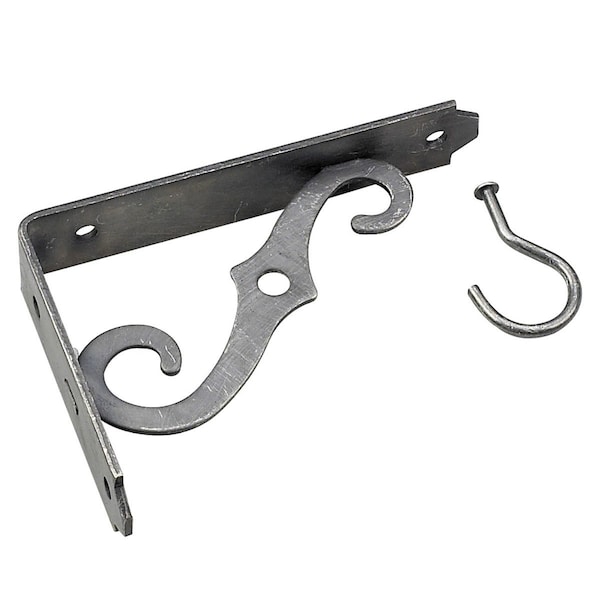 Onward 5 in Outdoor Ornamental Planter Hanger and Shelf Support Bracket with Swivel Hook, Pewter 493PEW05R - main