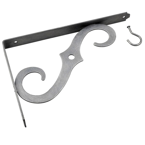 Onward 10 in Outdoor Ornamental Planter Hanger and Shelf Support Bracket with Swivel Hook, Pewter 493PEW10R - main
