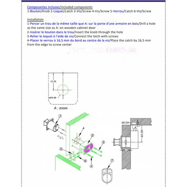 Richelieu 1 3/16-inch (30 mm) Square Push Knob with Latch, Chrome 52003140 - main