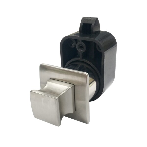 Richelieu 1 3/16-inch (30 mm) Square Push Knob with Latch, Nickel 52003195 - main