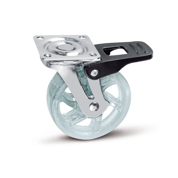 Richelieu Contemporary Furniture Caster, Swivel with Brake, with Plate, Clear 6412751111 - main