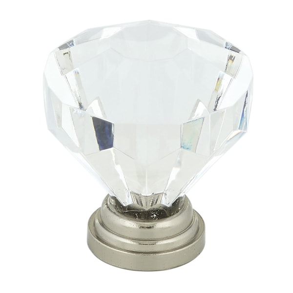 Richelieu 1 1/4 in (32 mm) Clear, Brushed Nickel Eclectic Metal, Acrylic Cabinet Knob BP1008019511 - main