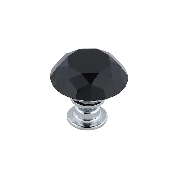 Richelieu 1 3/16 in (30 mm) Chrome, Black Contemporary Cabinet Knob BP30303014090 - main
