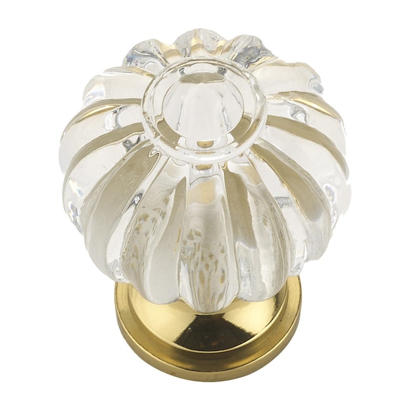 Richelieu 1 1/8 in (28 mm) Clear Eclectic Brass, Acrylic Cabinet Knob BP403511 - main