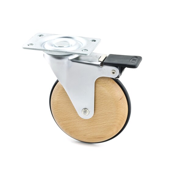 Richelieu Single Wheel Design Caster, Swivel with Brake, with Plate, Gray, Beech BP51022020503 - main