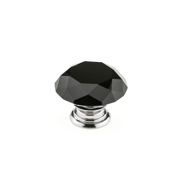 Richelieu 2 in (50 mm) Chrome, Black Contemporary Metal, Crystal Cabinet Knob BP87765014090 - main