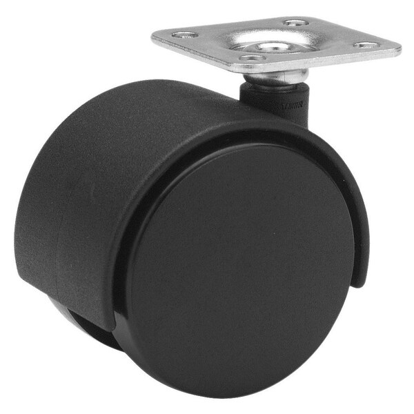 Richelieu Dual-Wheel Furniture Caster, Swivel Without Brake, with Plate, Black F24437 - main
