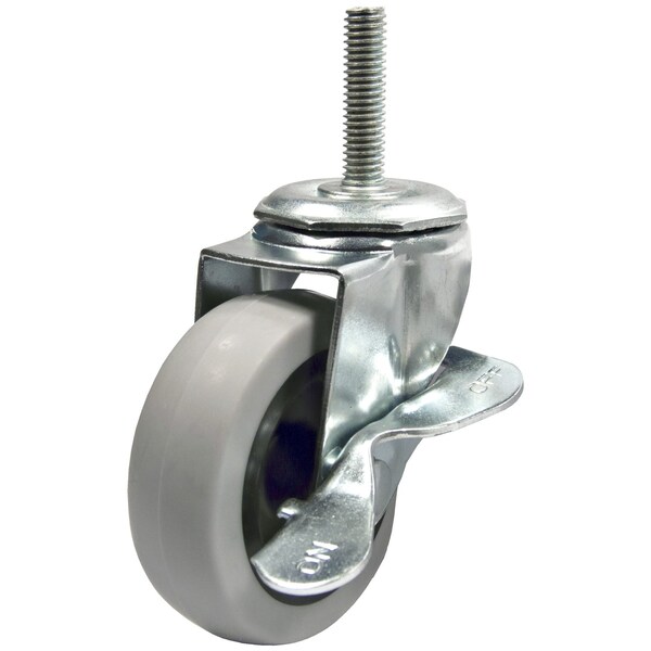 Madico Industrial Casters for General Use, Swivel with Brake, with Threaded Stem, Gray F24733 - main
