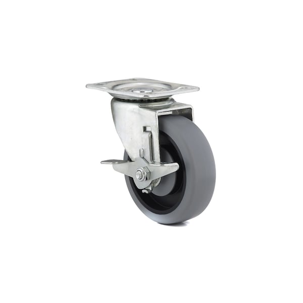 Richelieu Industrial Gray Thermoplastic Rubber Caster, Swivel with Brake, with Plate, Gray F25622 - main