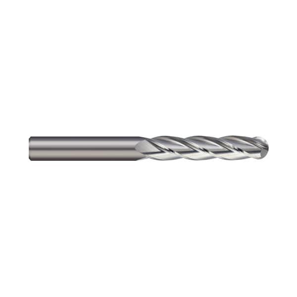 18.00mm Length of Cut AlTiN BLRM-100-4X BLRM Micro 100 Ball End Mill Number of Flutes: 4 10.00mm Milling Dia 18.00mm Length of Cut AlTiN BLRM-100-4X BLRM Micro 100 Ball End Mill Number of Flutes: 4 10.00mm Milling Dia