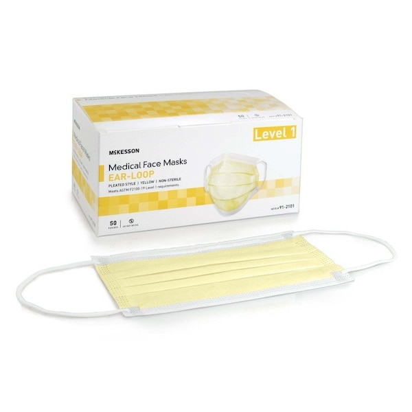 Mckesson ASTM Level 1 Medical Face Masks, Yellow, 50PK 91-2101 | Zoro