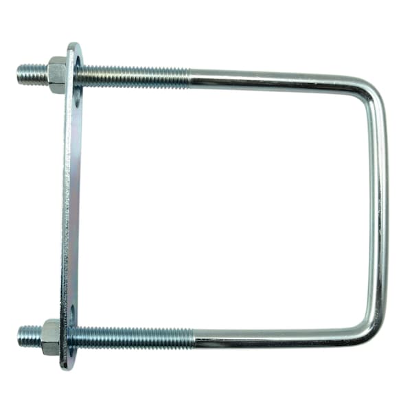 Zoro Select Square U-Bolt – 3/8-16 Thread, 2" Width, 4-5/8" Height – Zinc-Plated Steel