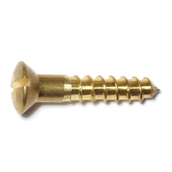 Midwest Fastener Wood Screw, #10, 1 in, Plain Brass Oval Head Slotted ...