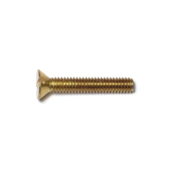 Midwest Fastener #8-32 x 1 in Slotted Flat Machine Screw, Plain Brass ...