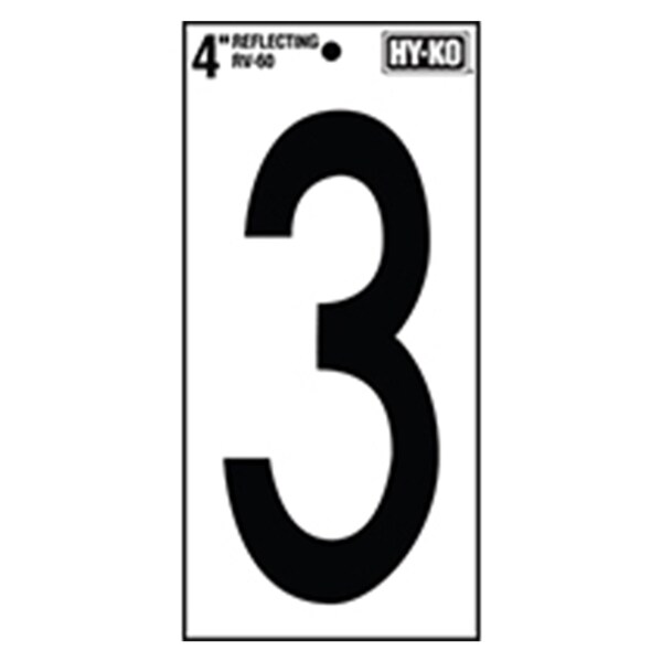 Hy-Ko 4In Reflective Number 3, 10PK B00569 | Zoro