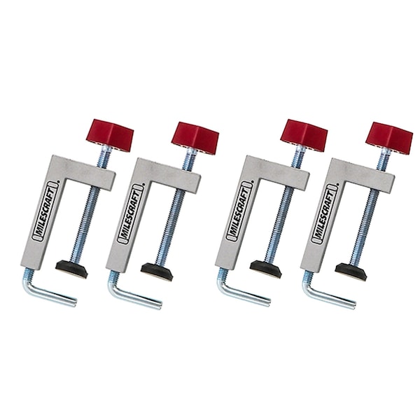 Milescraft 7209 Universal Fence Clamp 4-Pack – 3/8" Rod, Aluminum Body, For Mitre Saws, Router Tables, Table Saws, Clamping Squares