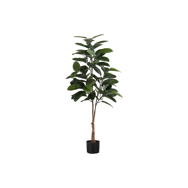 52" Tall, Artificial Plant, Rubber Tree, Indoor, Faux, Fake, Floor, Greenery, Potted, Real Touch, Decorative - Green / Black