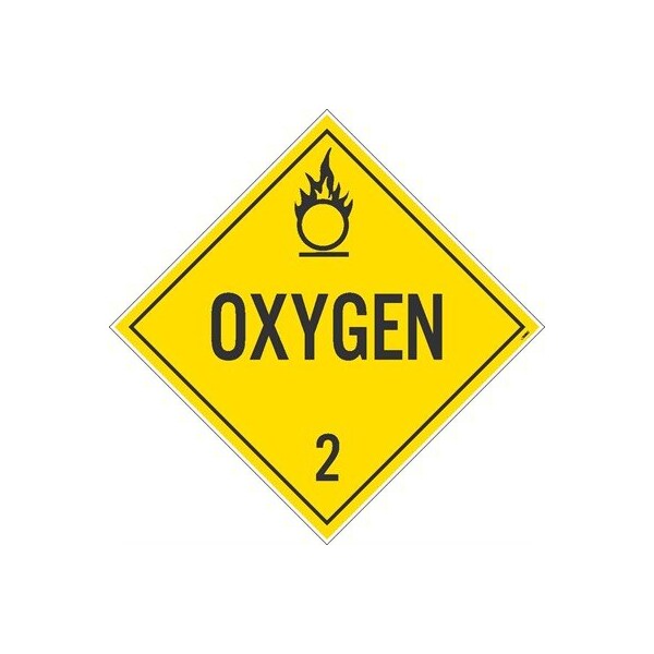 Signage High O2 Nmc Oxygen 2 Dot Placard Sign, Material: Rigid Plastic DL7R | Zoro
