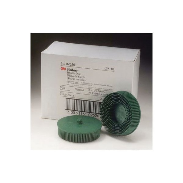 3M Scotch-Brite Roloc Bristle Disc 07526, 3 inx5/8 Tapered CRS, 10PK ...