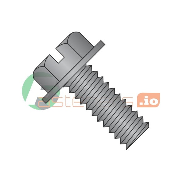 Newport Fasteners #8-32 x 1/2 in Slotted Hex Machine Screw, Black Oxide ...