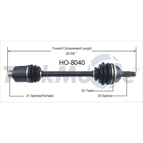 SurTrack SB-8040 CV Axle Shaft – New Replacement Drive Axle, Includes Hardware, Lifetime Warranty