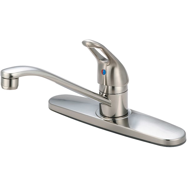 Single Handle Kitchen Faucet, NPSM, Standard, Brushed Nickel, Number of  Holes: 3 Hole