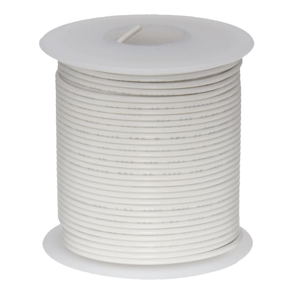 22 AWG Gauge Stranded Hook Up Wire, 25 ft Length, White, 0.0253 Diameter,  UL1007, 300 Volts