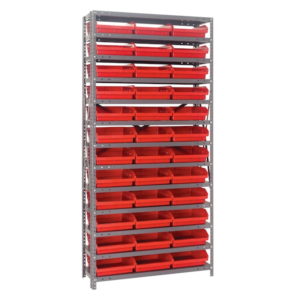 Quantum Storage Systems Steel Shelving with plastic bins 1875-110RD | Zoro