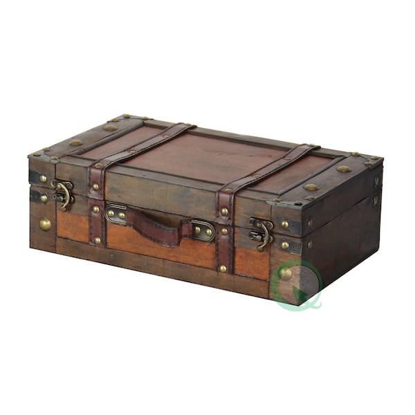 Vintiquewise Wooden Vintage Luggage Trunks Antique Carry on