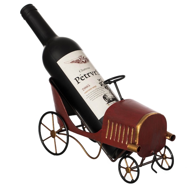 Vintiquewise Metal Figurine Car Shaped Vintage Wine Single Bottle