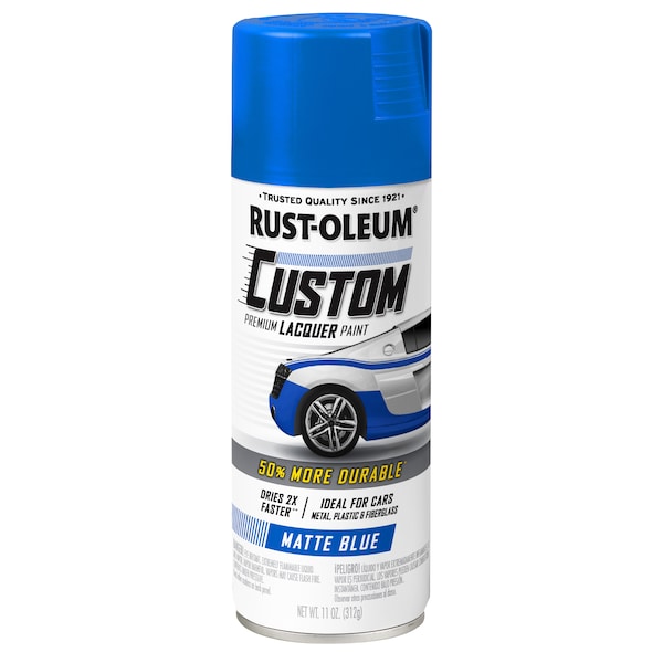 Rust-Oleum Automotive Premium Custom Lacquer Spray Paint, Matte Blue, 11  oz. 311485
