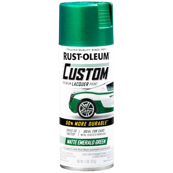 Rust-Oleum Automotive Premium Custom Lacquer Spray Paint, Matte Emerald  Green, 11 oz. 340562