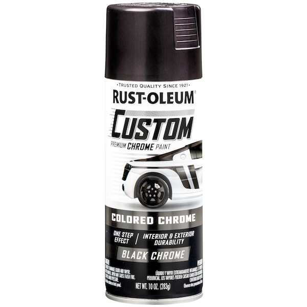 Rust-Oleum Automotive Premium Custom Chrome Lacquer Spray Paint, Black, 10  oz. 343346