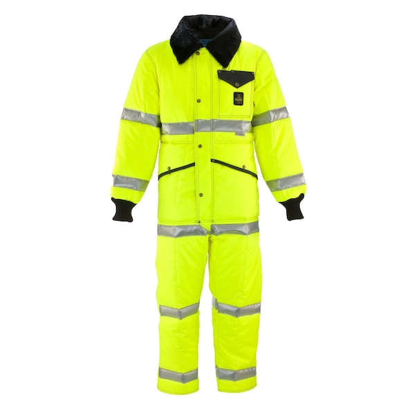 Refrigiwear Hi Vis Iron-Tuff Hi-Vis Coverall, Nylon, 11.25 oz Fabric Weight, Lime, 3XL 0344RHVL3XLL2 - main