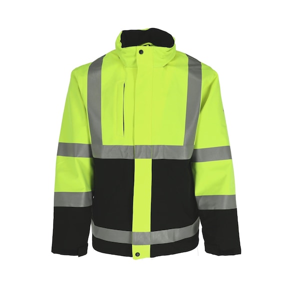 Refrigiwear Men's Hi-Vis 3-in-1 Insulated Rainwear Jacket, Polyester, Black/Lime, 4XL 9178RBLM4XLL2 - main